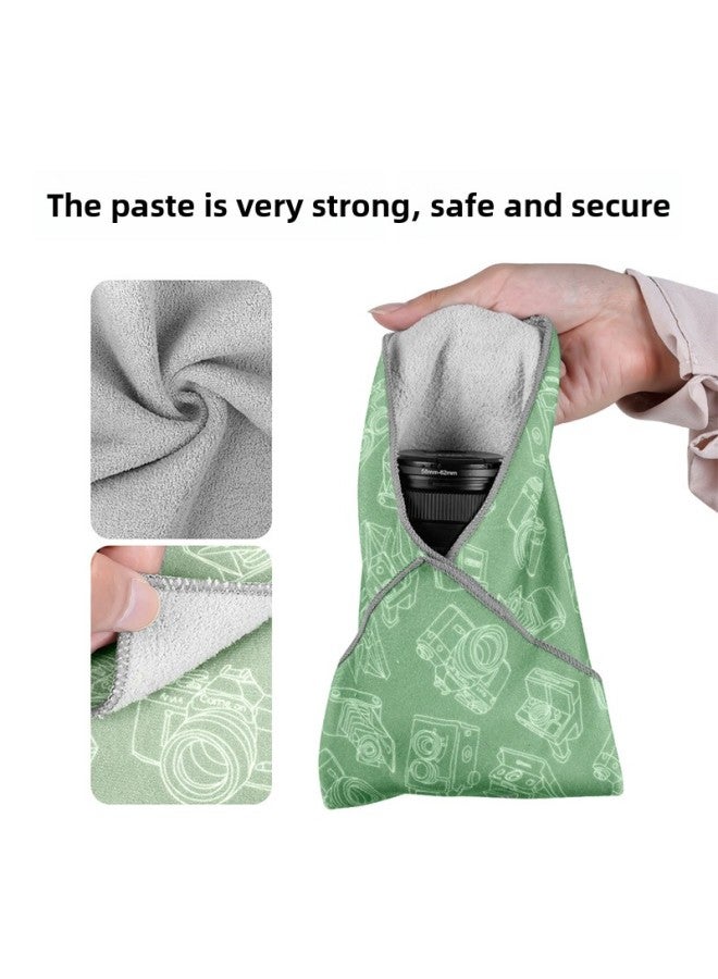 Camera Storage Liner Cloth 100% Off Cloth Suitable For Canon Sony Fuji Nikon Lens Cloth Photography Self-Adhesive Magic Cloth-Color:100% Off Cloth Printed Green 35*35 Medium Size - Image 3
