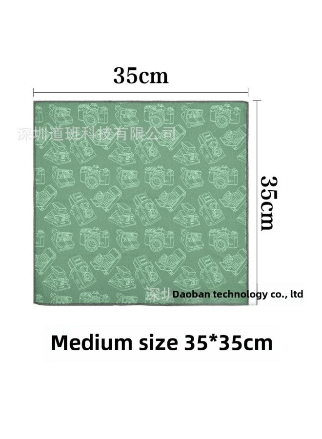 Camera Storage Liner Cloth 100% Off Cloth Suitable For Canon Sony Fuji Nikon Lens Cloth Photography Self-Adhesive Magic Cloth-Color:100% Off Cloth Printed Green 35*35 Medium Size - Image 1