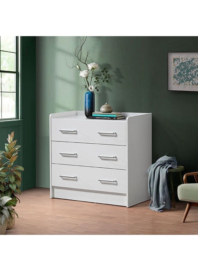 DANUBE HOME Supreme 3 Drawers Young Dresser Dresser For Bedroom Chest Of Drawers Storage Organizer Unit For Living Room Entryway Hallway Nursery Kids Room -White  - Image 4