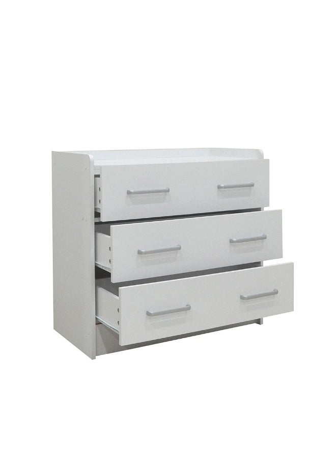 DANUBE HOME Supreme 3 Drawers Young Dresser Dresser For Bedroom Chest Of Drawers Storage Organizer Unit For Living Room Entryway Hallway Nursery Kids Room -White  - Image 2
