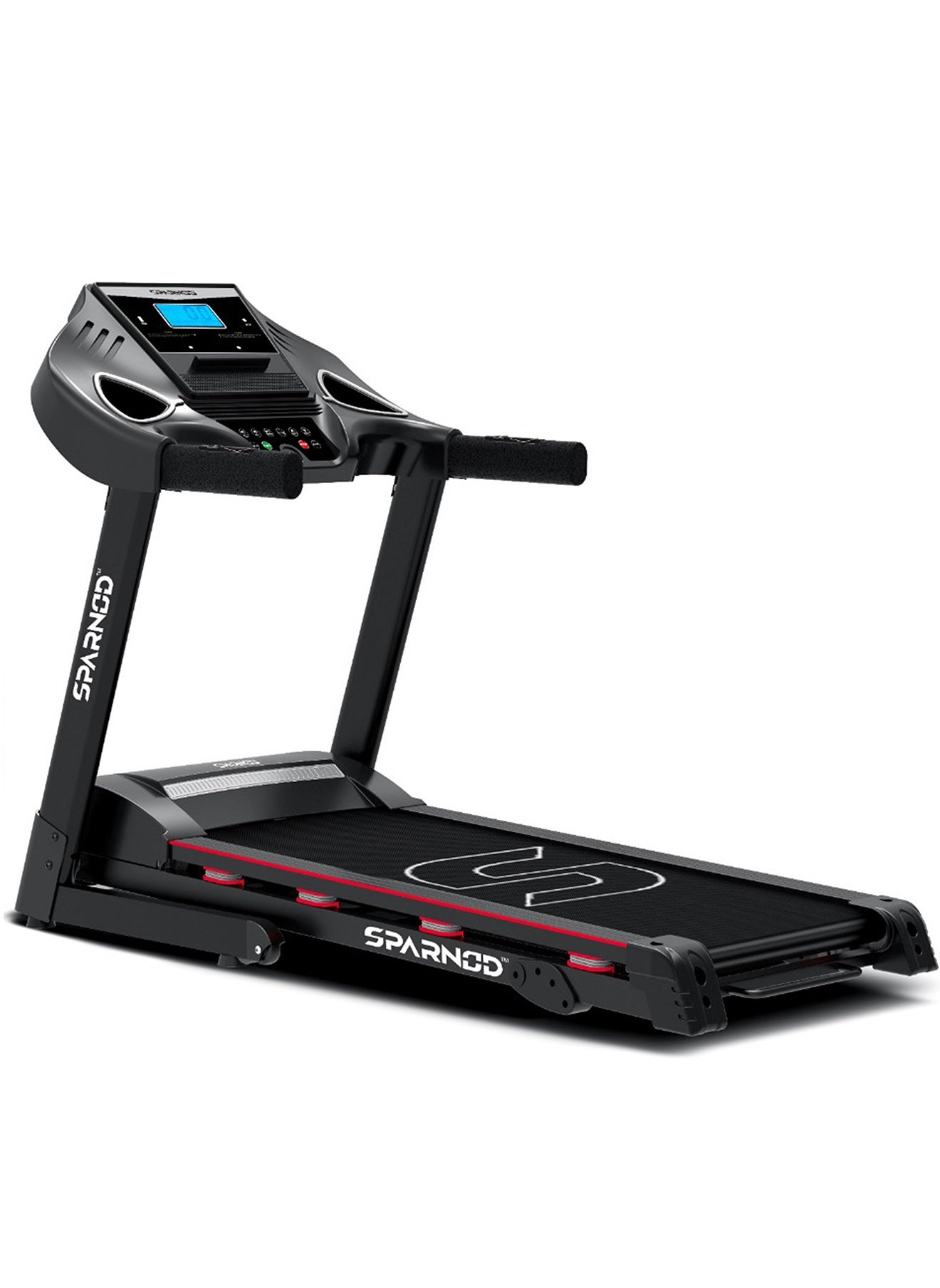 Sparnod Fitness Sparnod Fitness STH-3200: 4 HP Peak DC Motor, 16 Km/H Treadmill, Advanced Console with 12 Pre-Set Programs, Supports 110 Kg User Weight, Hydraulic Foldable, Inbuilt Speakers 