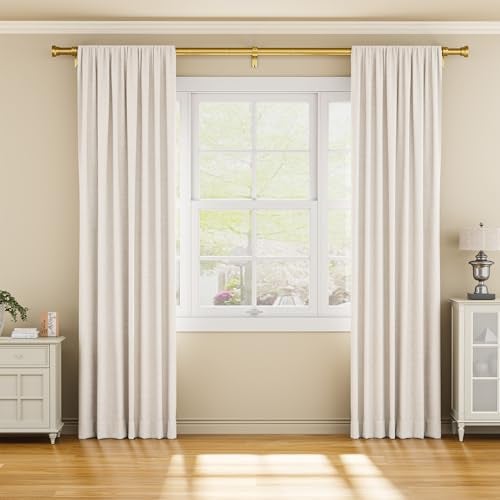 YaFex Curtain Rods 32-118 Inch, Heavy Duty 1 Inch Adjustable Curtain Rod for Windows, Gold Long Window Treatment Rods, Modern Design, Easy Installation - Image 2