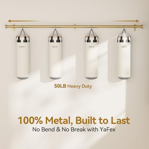 YaFex Curtain Rods 32-118 Inch, Heavy Duty 1 Inch Adjustable Curtain Rod for Windows, Gold Long Window Treatment Rods, Modern Design, Easy Installation - Image 3