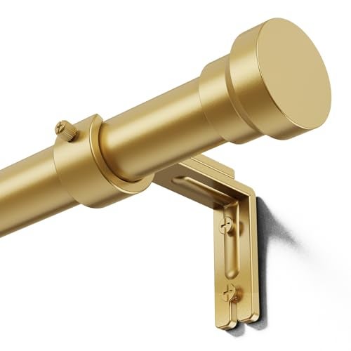 YaFex Curtain Rods 32-118 Inch, Heavy Duty 1 Inch Adjustable Curtain Rod for Windows, Gold Long Window Treatment Rods, Modern Design, Easy Installation - Image 1
