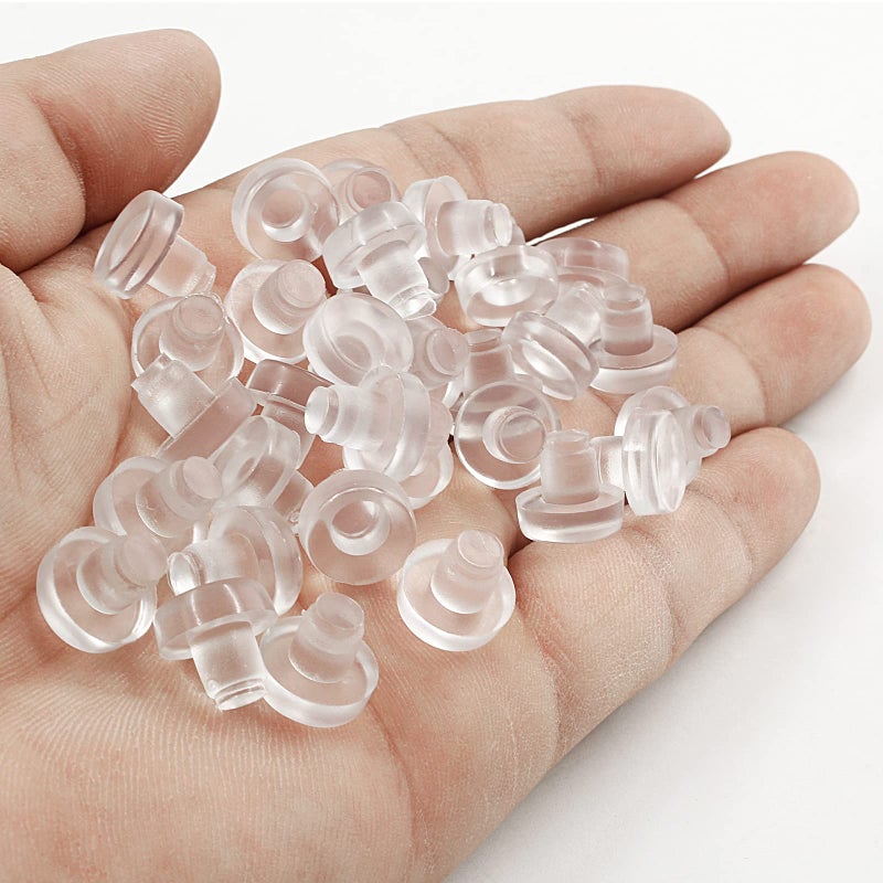 Litoexpe Glass Table Top Bumpers With Stem  Clear Rubber Grippers Anti Slip Patio Table Spacers For Furniture 1/4 Inch Hole  60 Pieces Rubber Push In Bumpers - Image 5