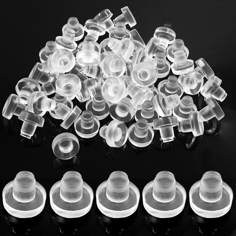 Litoexpe Glass Table Top Bumpers With Stem  Clear Rubber Grippers Anti Slip Patio Table Spacers For Furniture 1/4 Inch Hole  60 Pieces Rubber Push In Bumpers - Image 1