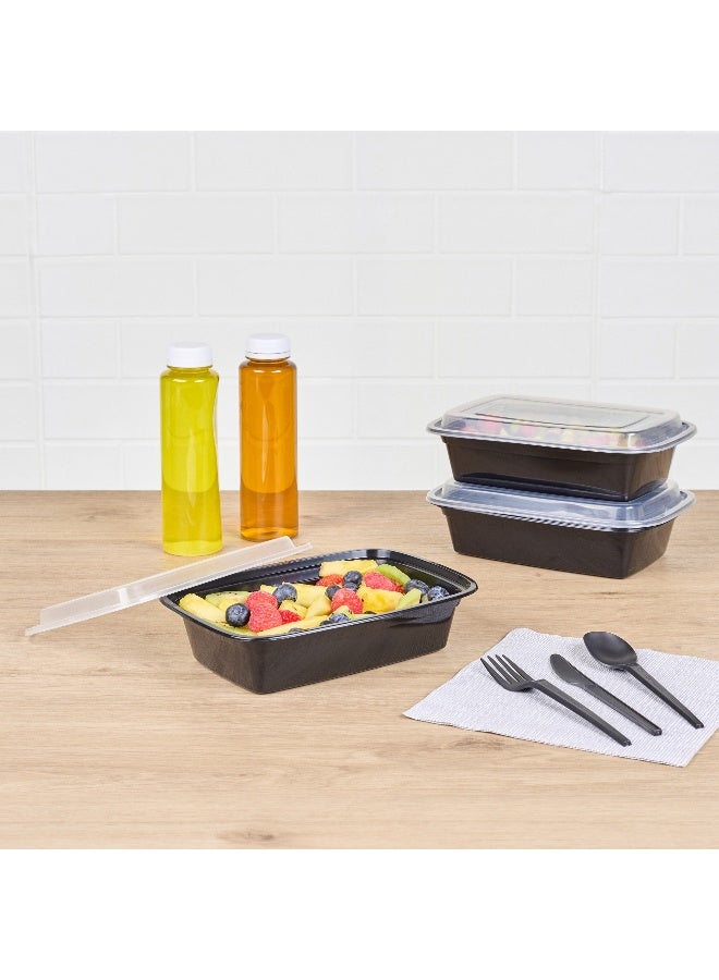 Restaurantware Asporto 38 Ounce Take Out Containers, 100 Food Containers With Lids - Microwavable, Disposable, Black Plastic To Go Food Containers, No BPA, For Take Out And Delivery - Image 3