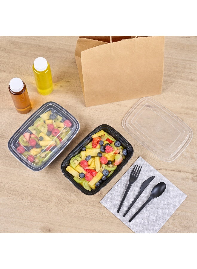 Restaurantware Asporto 38 Ounce Take Out Containers, 100 Food Containers With Lids - Microwavable, Disposable, Black Plastic To Go Food Containers, No BPA, For Take Out And Delivery - Image 5