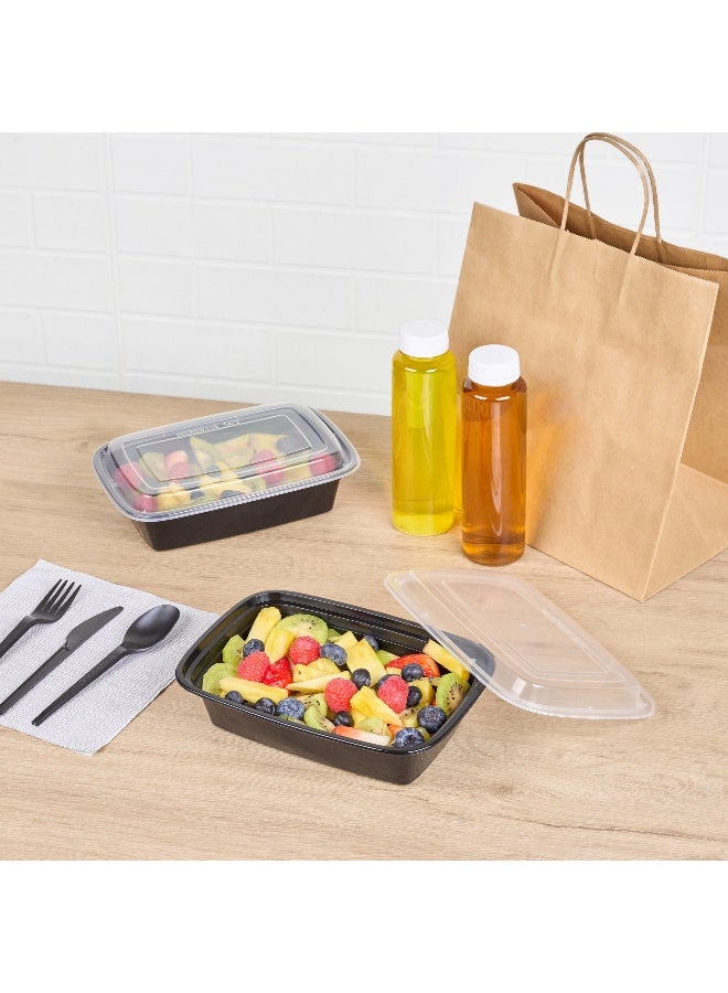 Restaurantware Asporto 38 Ounce Take Out Containers, 100 Food Containers With Lids - Microwavable, Disposable, Black Plastic To Go Food Containers, No BPA, For Take Out And Delivery - Image 4