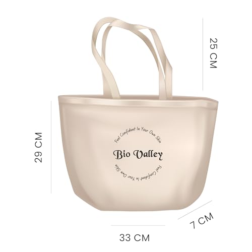 Bio Valley Cotton & Jute Reusable Tote Bag Printed | Eco-Friendly Multipurpose Grocery, Shopping, Beach & Gift Bag | Durable Canvas Printed Tote for Women - 33x29x7cm, Natural - Image 4