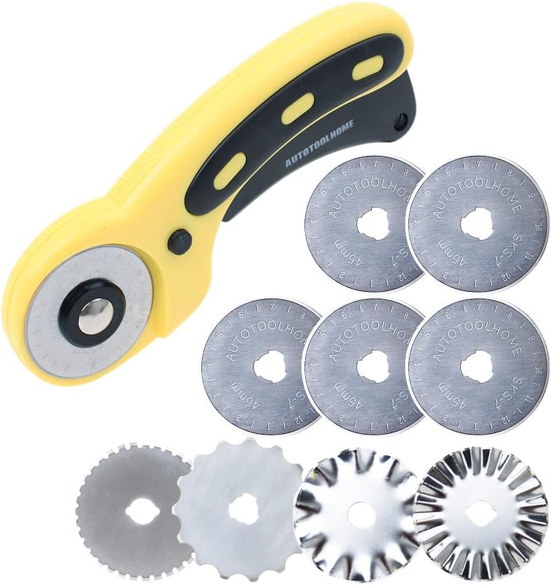 AUTOTOOLHOME مجموعة قاطع دوار 45 مم مع 9 شفرات دوارة بديلة - Image 1