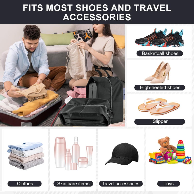 VUEKYN Shoe Bags for Travel, 4 Pack Extra Durable Travel Shoe Bags for Storage and Packing, Reusable Water-proof Shoe Bag with Smooth Zipper, Portable Travel Essentials - Image 5