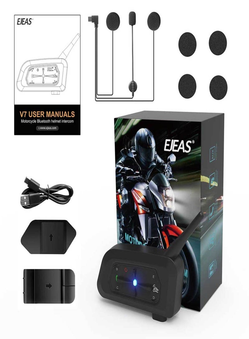إيجياس EJEAS V7 خوذة دراجة نارية بلوتوث الاتصال الداخلي 700M خوذة سماعة داخلية ل 7 راكبين 2 طريقة BT5.1 دراجة نارية اتصال IP65 / 850mah - Image 3