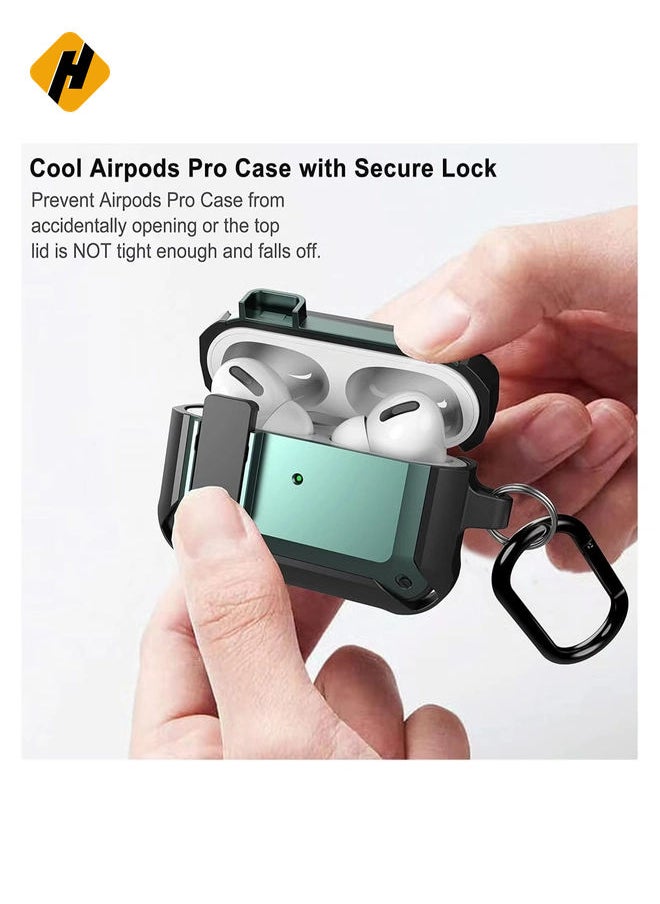 HuHa - Upgraded [Secure Lock] Armor Airpod Pro Case, Fibuntun Shockproof AirPods Pro Cover Cool iPod Pro Case Designed for Apple Air Pod Wireless Pro Cases for Men Women - Image 1