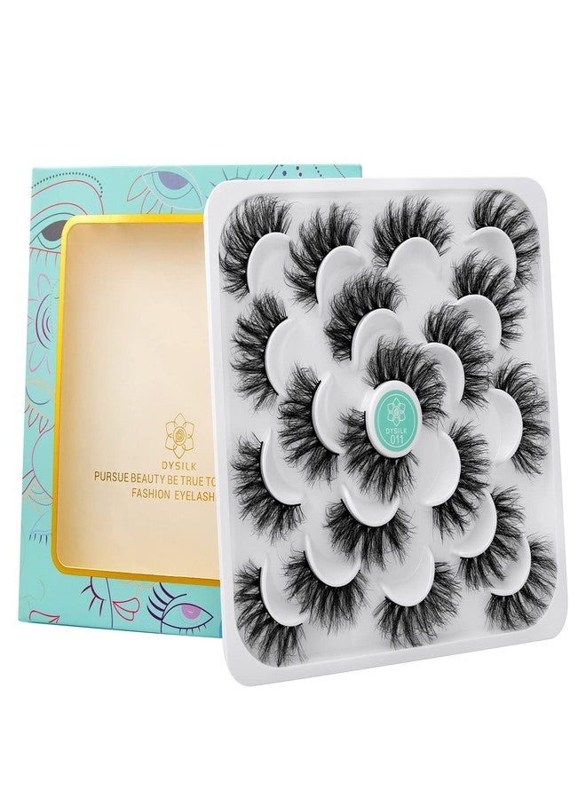 DYSILK Fluffy Lashes False Eyelashes - Mink Lashes 10 Pairs 6D Faux Lashes Pack Mink Eyelashes Reusable Wispy Fluffy Cat Eye Lashes Natural Look Fake Eyelashes Soft Extension | 18mm - Image 5
