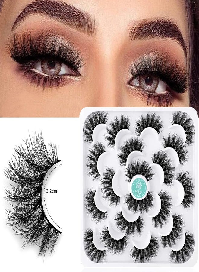 DYSILK Fluffy Lashes False Eyelashes - Mink Lashes 10 Pairs 6D Faux Lashes Pack Mink Eyelashes Reusable Wispy Fluffy Cat Eye Lashes Natural Look Fake Eyelashes Soft Extension | 18mm - Image 3