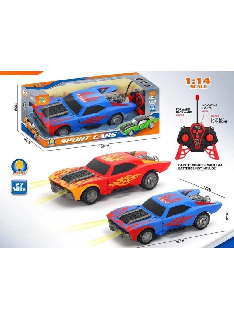 توي لاند سيارة رياضية تعمل بجهاز تحكم عن بعد بمقياس 1:14 مزودة بمصابيح أمامية LED، وتحكم بتردد 27 ميجاهرتز، وتصميم واقعي - أحمر - Image 3