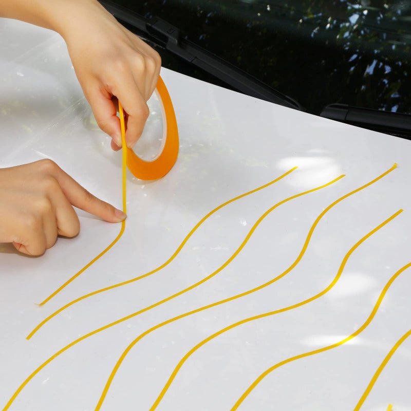 Chinco 6 Rolls Pinstripe Tape 1/16, 7/10, 1/8, 1/4, 1/2 and 3/4 Inch x 52 Yard, Painters Automotive Masking Tape for DIY Car Auto Paint Art(Yellow) - Image 4