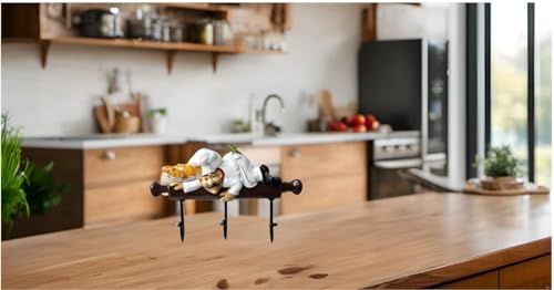 KiaoTime Fat Chef Decor Cute Home Kitchen Restaurant Bakery Decorative Chef with Bread figurine Wall Hooks Oven Gloves/Hat/Cap/Coat/Apron Wall Mount Rack Hook Hanger - Image 4