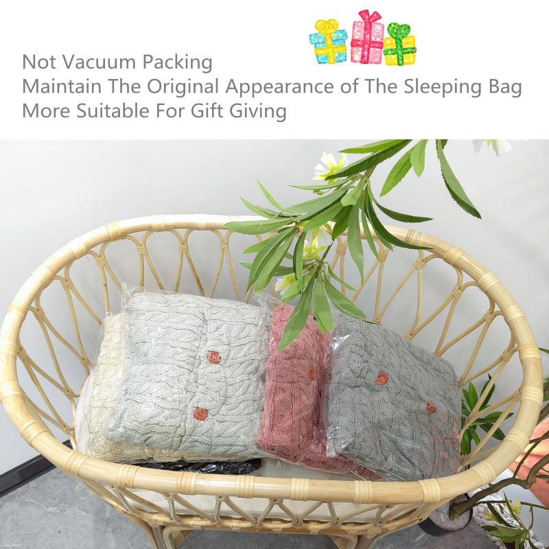 insular Warm Baby Sleeping Bag Envelope Winter Kid Sleepsack Footmuff Stroller Knitted Sleep Sack Newborn Knit Wool Swaddling Blanket (Gray) - Image 1