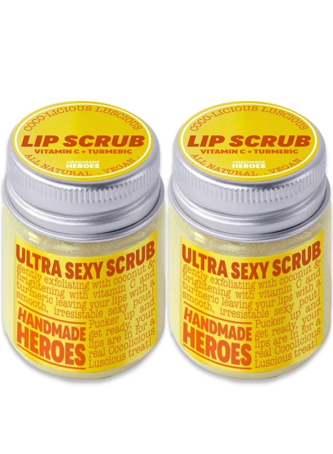 Handmade Heroes Turmeric & Vitamin C Lip Scrub Set - 2 Pack Natural Vegan Sugar Polish Lip Exfoliator - Brightening & Conditioning for Dark, Dry, Chapped Lips - Image 1