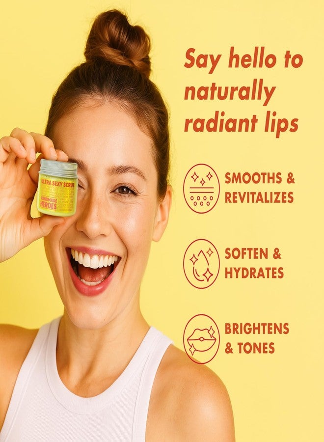 Handmade Heroes Turmeric & Vitamin C Lip Scrub Set - 2 Pack Natural Vegan Sugar Polish Lip Exfoliator - Brightening & Conditioning for Dark, Dry, Chapped Lips - Image 2