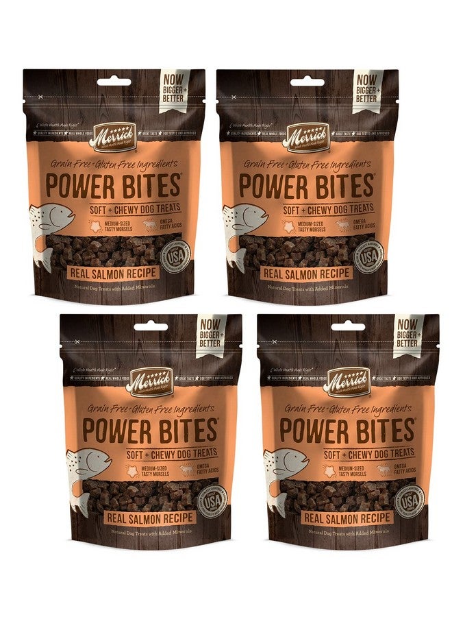 ميريك مكافآت Merrick Power Bites الناعمة والمضغية للكلاب - وصفة سمك السلمون الحقيقي 6 أونصة - عبوة من 4 قطع