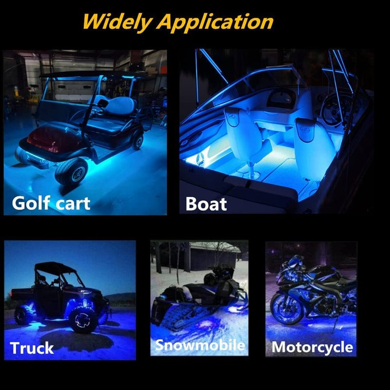 Vbakor Boat Led Strip Lights, 4 Pcs 24'' Marine Boat Interior Courtesy Deck Navigation Lights, Super Bright Waterproof Marine Led Lights Strip for 12V Pontoon Fishing Boat Yacht Kayak Sailboat (Blue) - Image 3