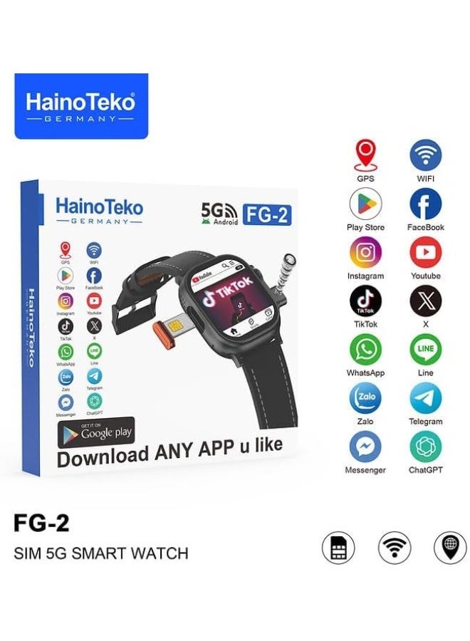 Haino Teko HainoTeko FG-2 5G Android Smart Watch | SIM Support, GPS & WiFi, Health Tracking, Download Any App (WhatsApp/TikTok/ChatGPT) - Image 3