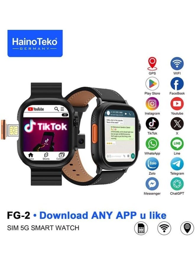 Haino Teko HainoTeko FG-2 5G Android Smart Watch | SIM Support, GPS & WiFi, Health Tracking, Download Any App (WhatsApp/TikTok/ChatGPT) - Image 1