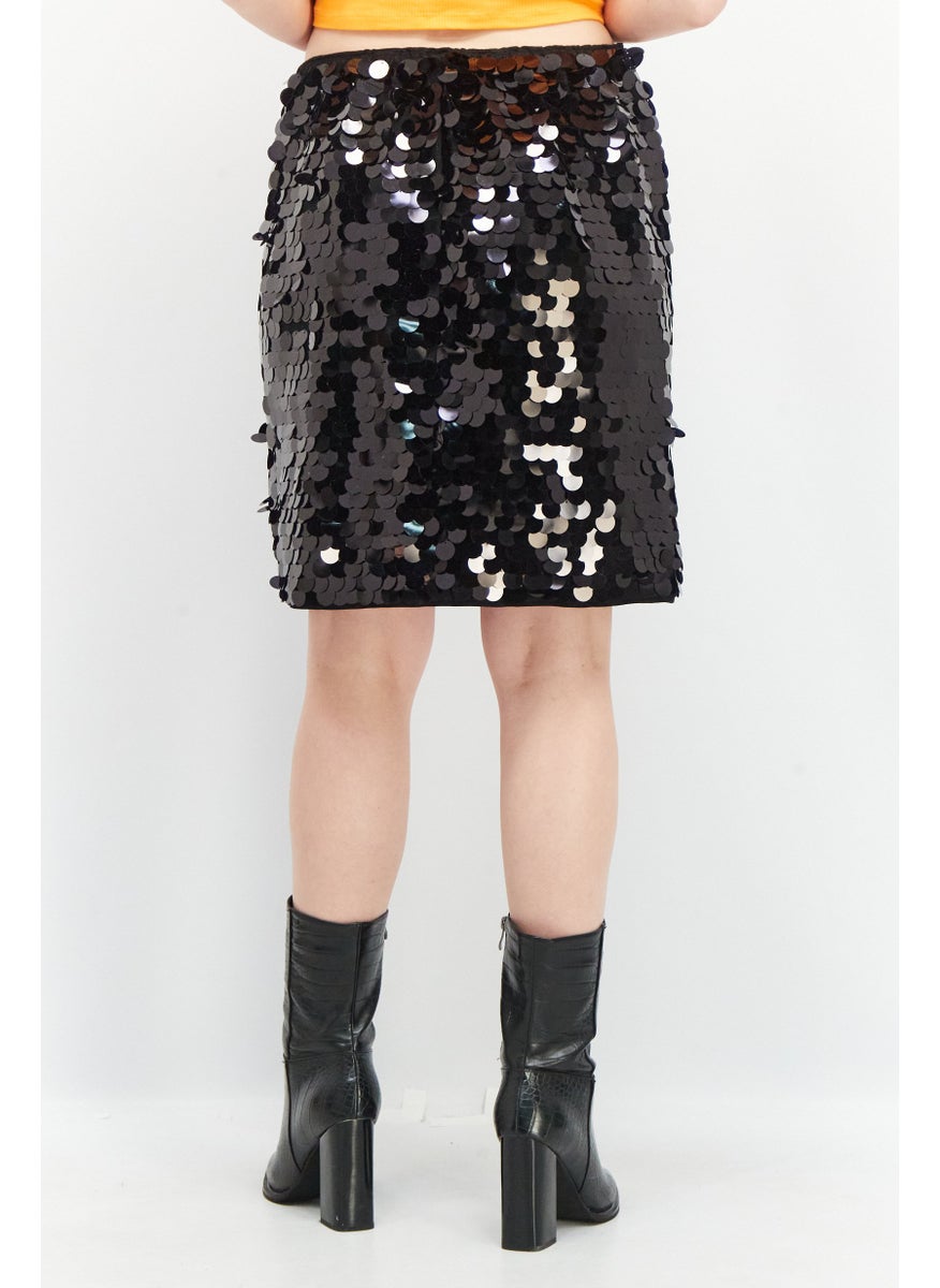 ESPRIT Women Metallic Mini Skirt, Black  - Image 4