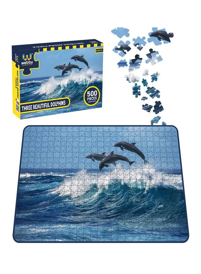 Webby Three Beautiful Dolphins Jigsaw Puzzle, 500 Pieces - Image 3