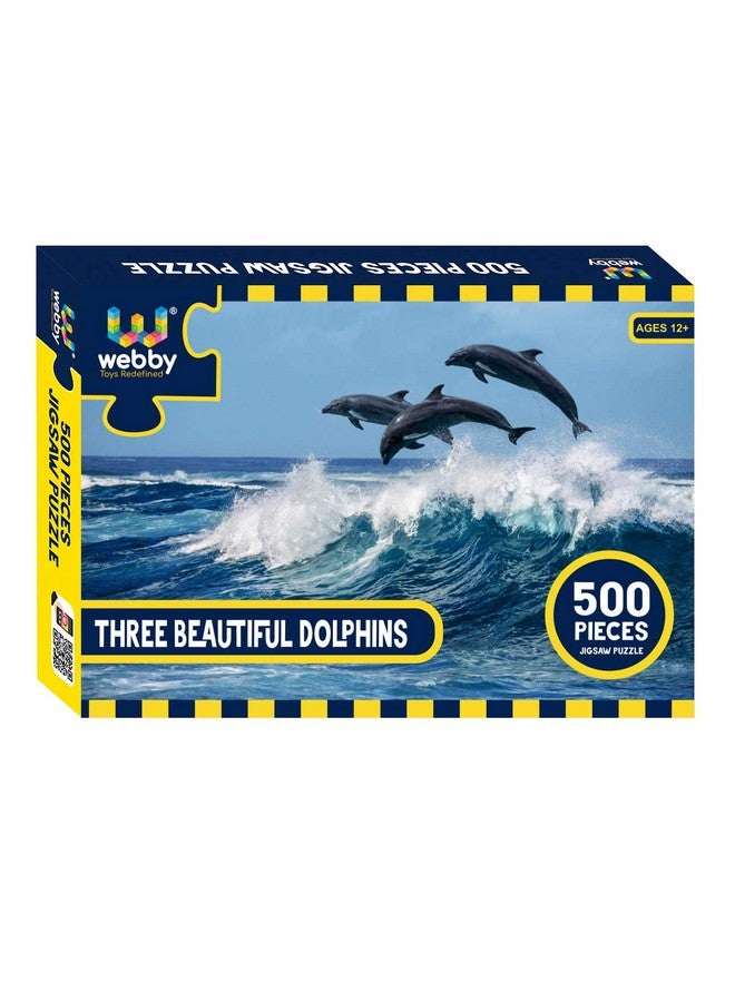 Webby Three Beautiful Dolphins Jigsaw Puzzle, 500 Pieces - Image 1