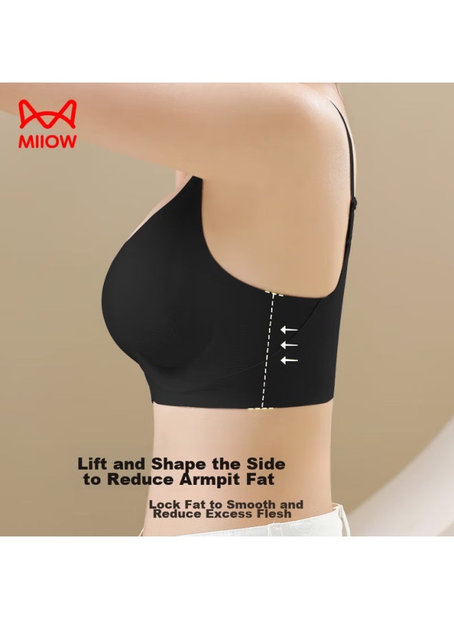 MIIOW Miiow Seamless Bra For Women, Push-up Bra For Small Breasts, Lift And Support, Anti-sagging, Wireless, Sexy, Push-up Brassiere, Black, Xl - Image 4