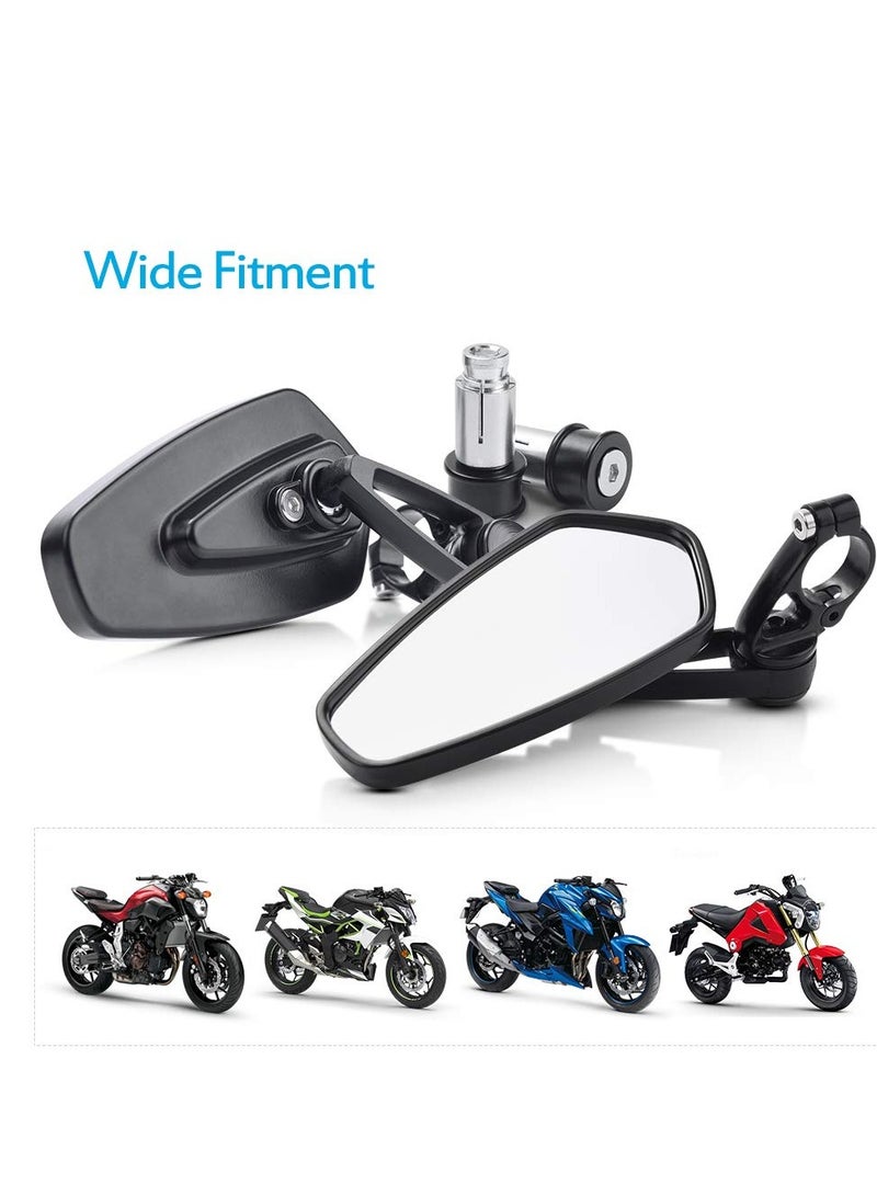 SYOSI Motorcycle Mirrors, Handlebar Mirrors Rearview Side CNC Handlebar Reflectors Reverse Mirrors Compatible with Honda Grom, Yamaha, Kawasaki, Ducati, Suzuki, and Most - Image 4