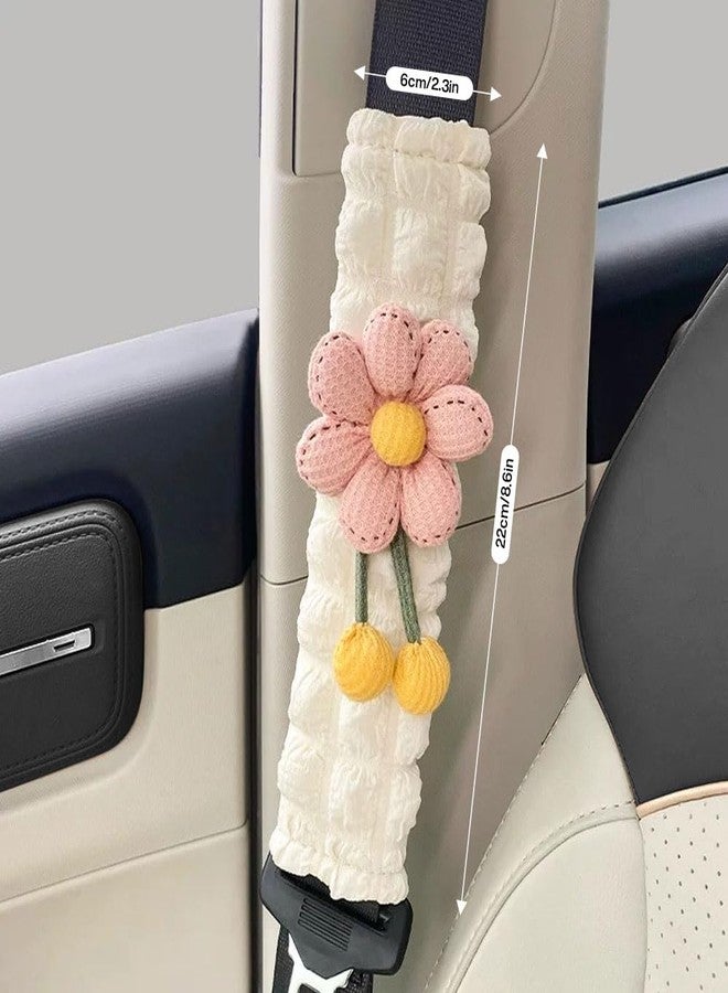 LIFOPY 2 Pack Car Seat Belt Cover Pads, Soft Seat Belt Shoulder Pad with Petals, Cute Floral Car Seatbelt Covers Protector for Women Girls, Universal Fit for Cars (Pink) - Image 5