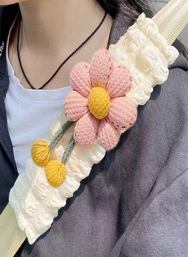 LIFOPY 2 Pack Car Seat Belt Cover Pads, Soft Seat Belt Shoulder Pad with Petals, Cute Floral Car Seatbelt Covers Protector for Women Girls, Universal Fit for Cars (Pink) - Image 3