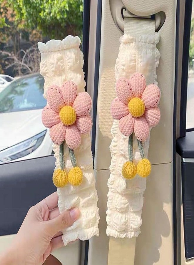 LIFOPY 2 Pack Car Seat Belt Cover Pads, Soft Seat Belt Shoulder Pad with Petals, Cute Floral Car Seatbelt Covers Protector for Women Girls, Universal Fit for Cars (Pink) - Image 2