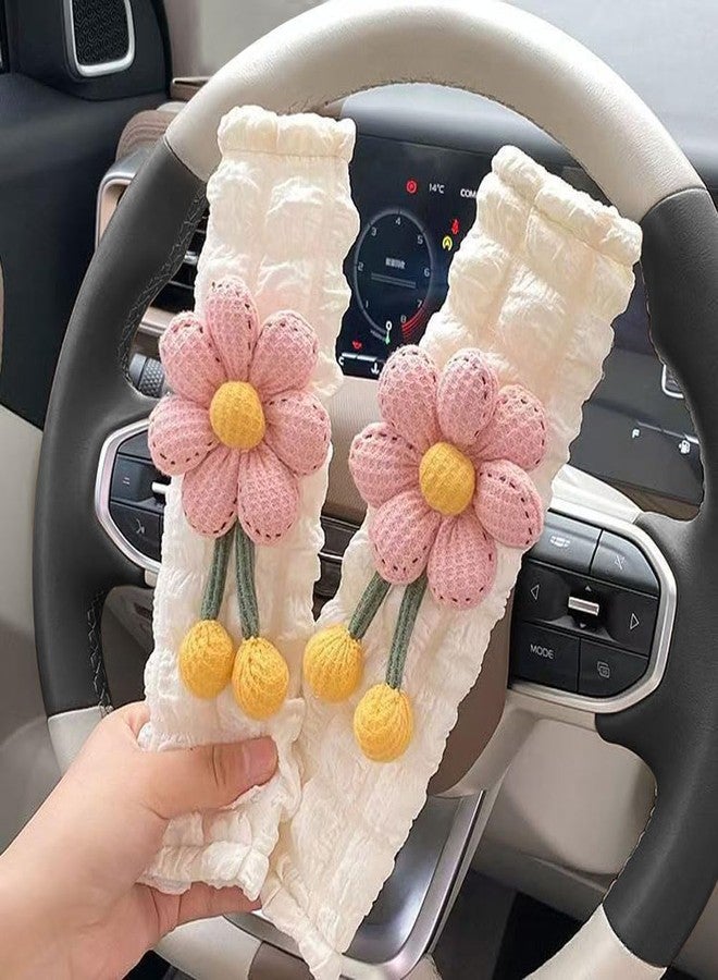 LIFOPY 2 Pack Car Seat Belt Cover Pads, Soft Seat Belt Shoulder Pad with Petals, Cute Floral Car Seatbelt Covers Protector for Women Girls, Universal Fit for Cars (Pink) - Image 1