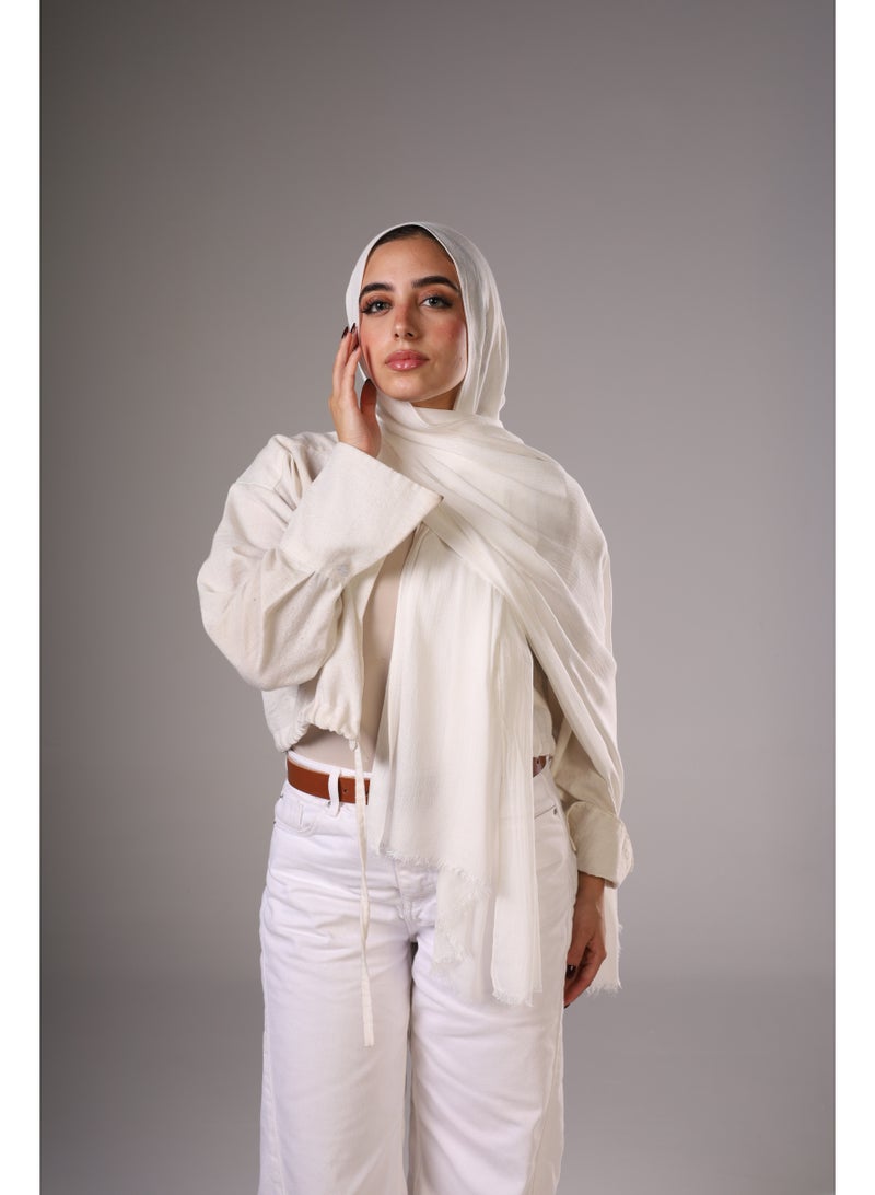 Lavezzi Cotton Sponge Modal Hijab for Women – Soft Breathable Head Scarf – Elegant Modest Fashion Head Wrap (Off White) - Image 1