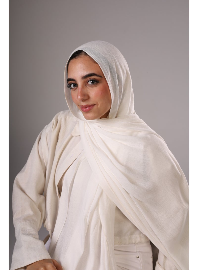 Lavezzi Cotton Sponge Modal Hijab for Women – Soft Breathable Head Scarf – Elegant Modest Fashion Head Wrap (Off White) - Image 2