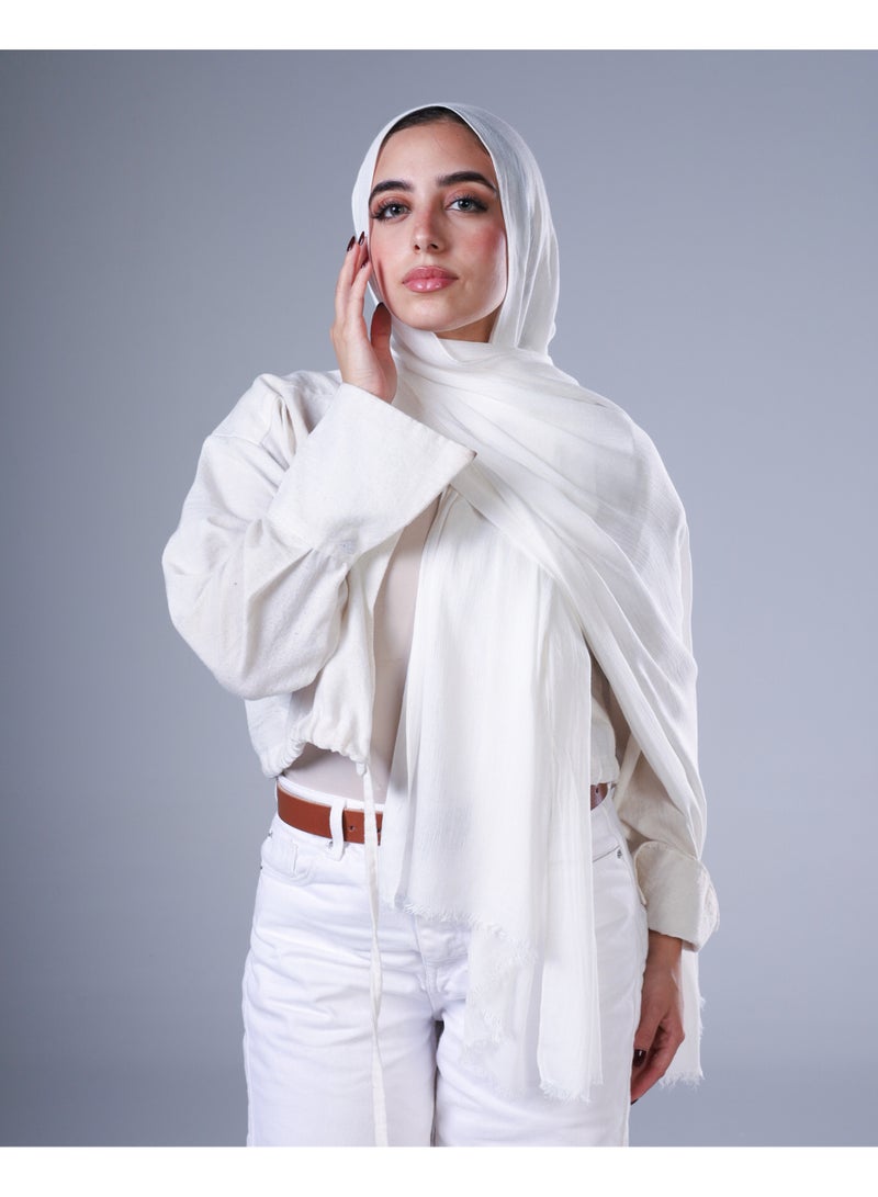 Lavezzi Cotton Sponge Modal Hijab for Women – Soft Breathable Head Scarf – Elegant Modest Fashion Head Wrap (Off White) - Image 1