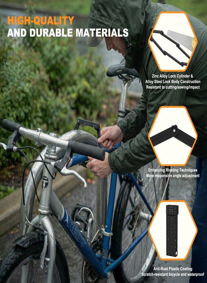 Diyife Mini Folding Bike Lock, [2.36ft/72cm] 3-Digit Combination Bicycle Lock, 360° Rotation Waterproof Anti-Theft Alloy Steel Foldable Lock with Bracket for Ebike Scooter Motorcycle - Image 4