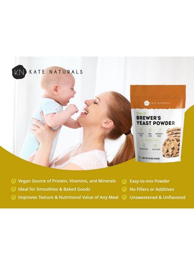 Kate Naturals - Brewer Yeast Powder Kate Naturals. Perfect For Lactation Cookies Boost Mother Milk. Glutenfree & Nongmo. Fresh Fragrance. Large Resealable Bag. 1Year Guarantee. (12 Oz) - Image 1