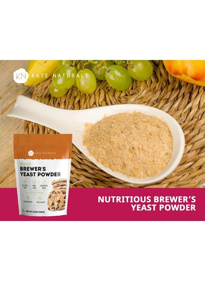 Kate Naturals - Brewer Yeast Powder Kate Naturals. Perfect For Lactation Cookies Boost Mother Milk. Glutenfree & Nongmo. Fresh Fragrance. Large Resealable Bag. 1Year Guarantee. (12 Oz) - Image 1