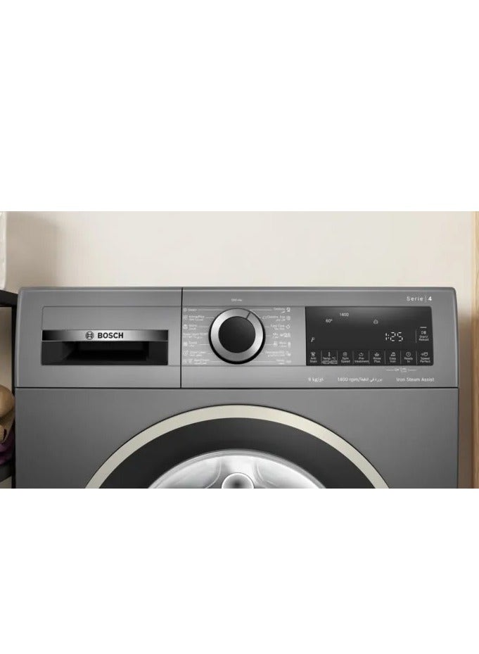 Bosch Washing machine 9 kg frontloader 15 programmes 1400 rpm Series 4 Eco Silence Drive Colour Graphite WGA244ZREG WGA244ZREG Grey - Image 3