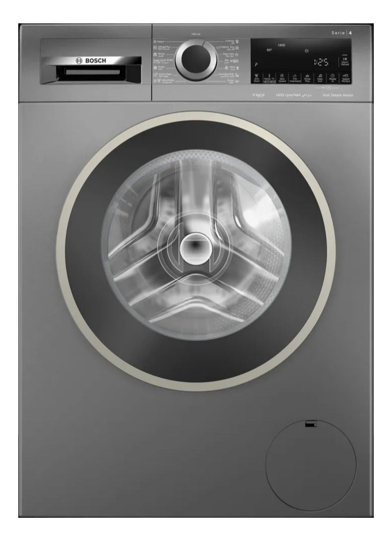 Bosch Washing machine 9 kg frontloader 15 programmes 1400 rpm Series 4 Eco Silence Drive Colour Graphite WGA244ZREG WGA244ZREG Grey - Image 1