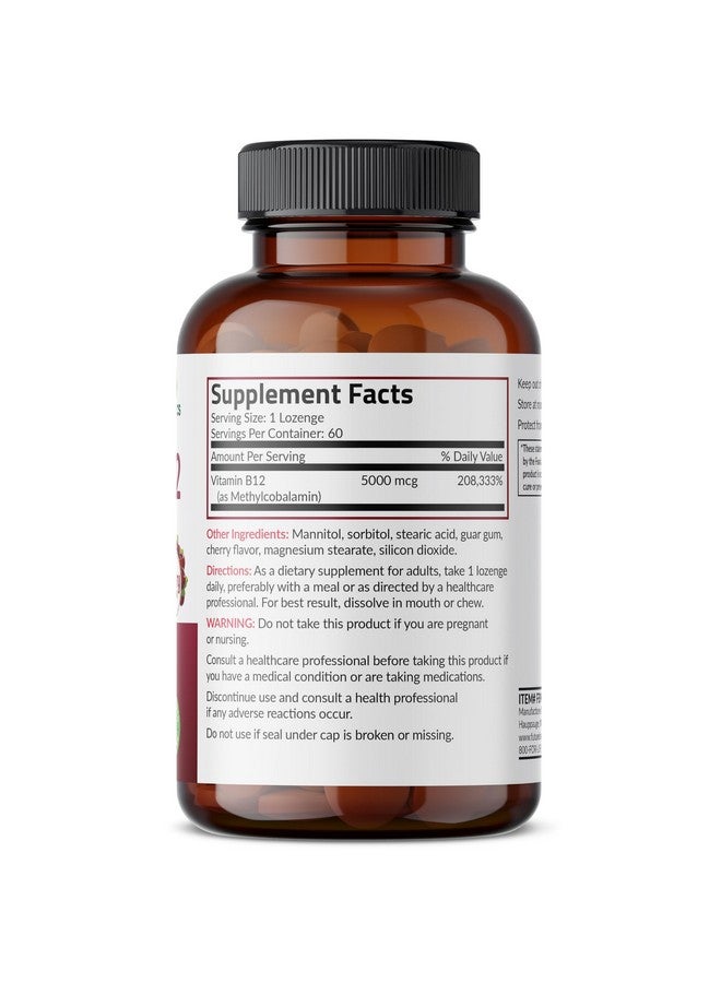 Futurebiotics Methyl B12 5000 MCG Vitamin B12 Methylcobalamin, Cherry Flavor Non-GMO, 60 Vegetarian Lozenges - Image 2