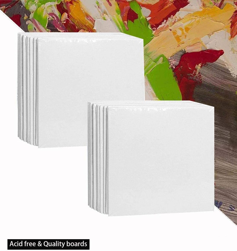SNOOGG Pack of 20 Painting Canvas Board Panel Size : 6X6 Inch White Double Primed Artist Quality for Oil Acrylic and Mix Media Painting - Image 2