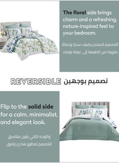 Cotton Comforter Set 4-Pcs Single Size All Season Reversible Floral Printed Bed Fits(140 X 200 Cm) With 350 GSM Down ALternative Filling,Mercury - pzsku/Z3C0A8D49A77A0670446BZ/45/_/1738571711/389dab43-be4c-4e79-8045-2943d4dc4c2e